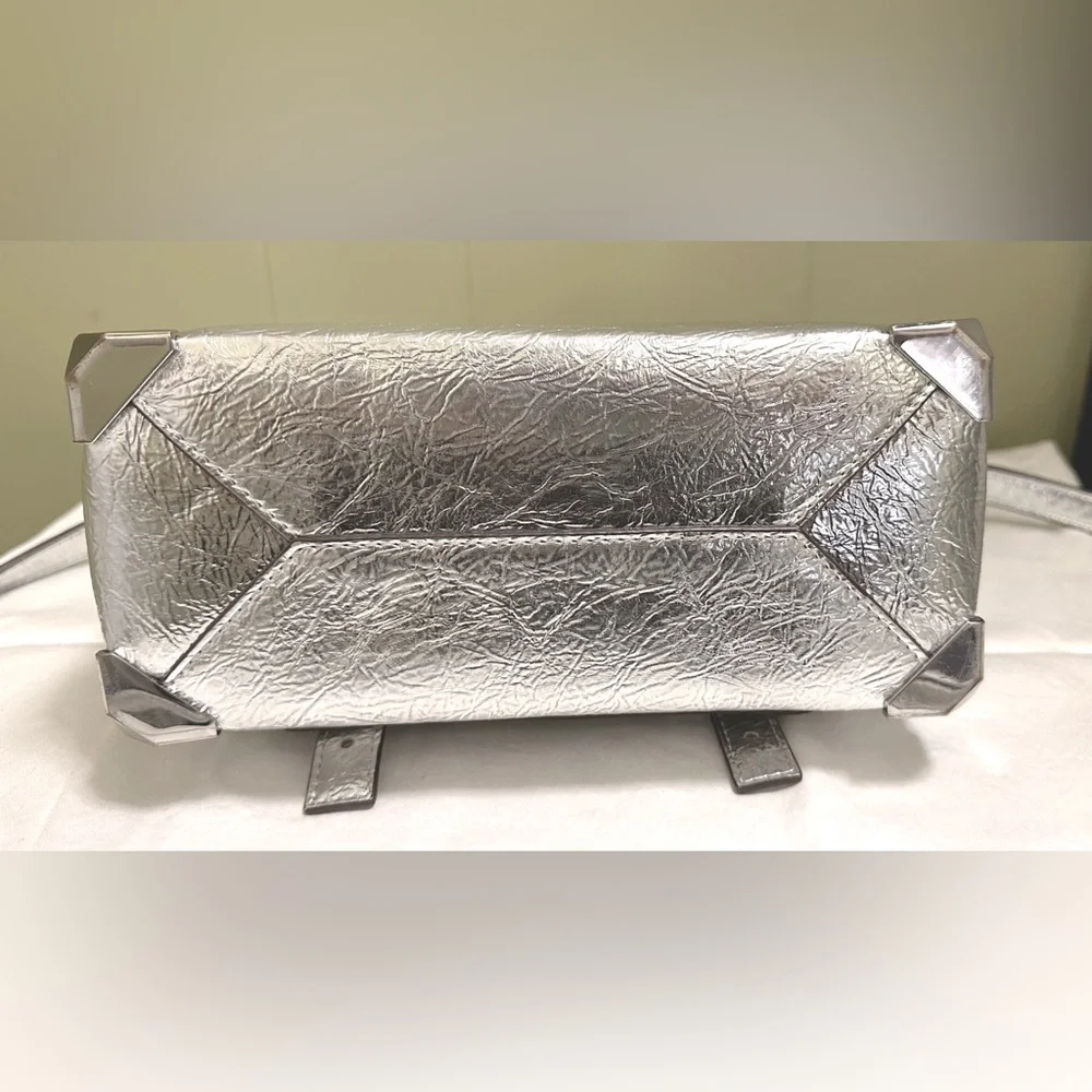 Manhattan Medium Crackled Metallic Leather Satchel